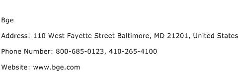 Bge Address Contact Number
