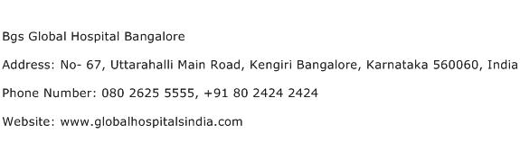 Bgs Global Hospital Bangalore Address Contact Number