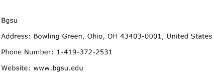 Bgsu Address Contact Number