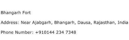 Bhangarh Fort Address Contact Number