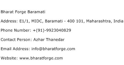 Bharat Forge Baramati Address Contact Number