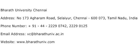 Bharath University Chennai Address Contact Number