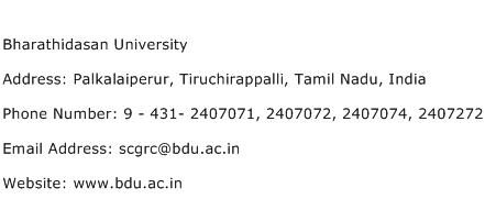 Bharathidasan University Address Contact Number