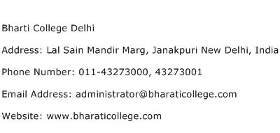 Bharti College Delhi Address Contact Number