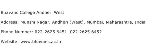 Bhavans College Andheri West Address Contact Number