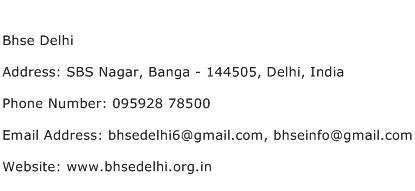 Bhse Delhi Address Contact Number
