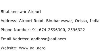 Bhubaneswar Airport Address Contact Number