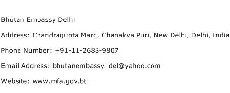 Bhutan Embassy Delhi Address Contact Number