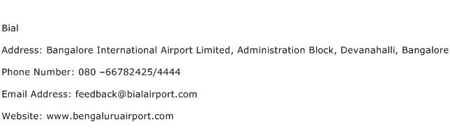 Bial Address Contact Number