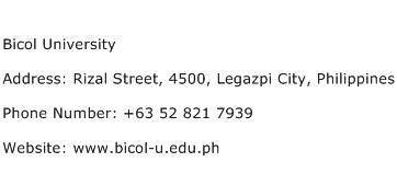 Bicol University Address Contact Number