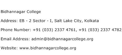 Bidhannagar College Address Contact Number
