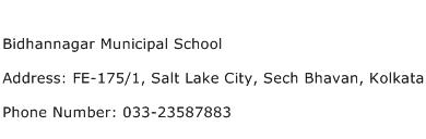 Bidhannagar Municipal School Address Contact Number