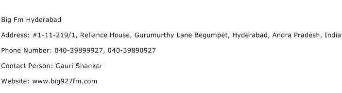 Big Fm Hyderabad Address Contact Number