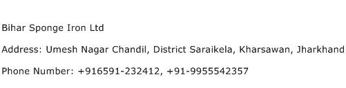 Bihar Sponge Iron Ltd Address Contact Number