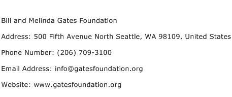 Bill and Melinda Gates Foundation Address Contact Number