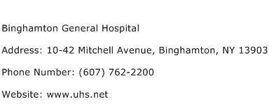 Binghamton General Hospital Address Contact Number