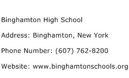 Binghamton High School Address Contact Number