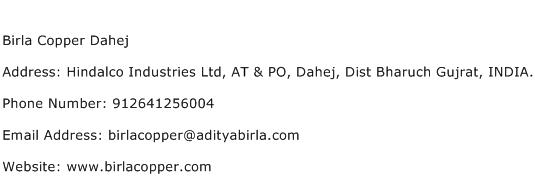 Birla Copper Dahej Address Contact Number