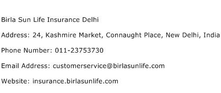Birla Sun Life Insurance Delhi Address Contact Number