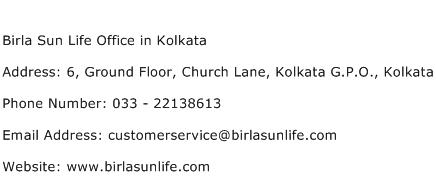 Birla Sun Life Office in Kolkata Address Contact Number