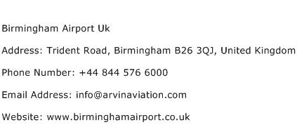 Birmingham Airport Uk Address Contact Number