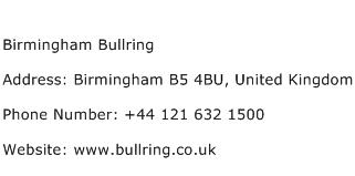 Birmingham Bullring Address Contact Number
