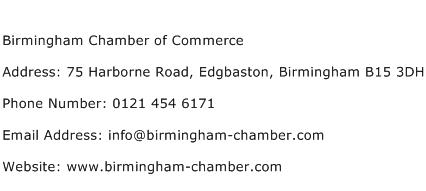Birmingham Chamber of Commerce Address Contact Number