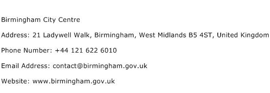 Birmingham City Centre Address Contact Number