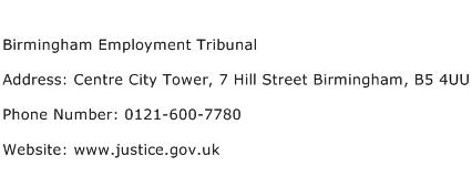 Birmingham Employment Tribunal Address Contact Number