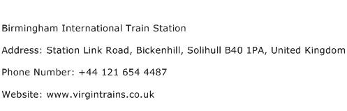 Birmingham International Train Station Address Contact Number