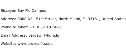Biscayne Bay Fiu Campus Address Contact Number