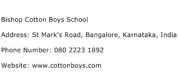 Bishop Cotton Boys School Address Contact Number