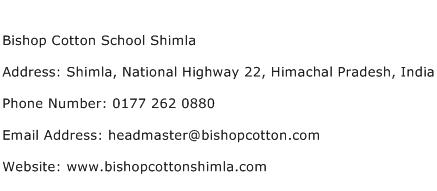 Bishop Cotton School Shimla Address Contact Number