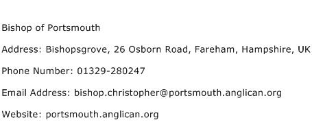 Bishop of Portsmouth Address Contact Number