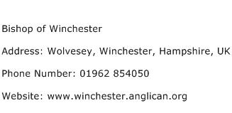 Bishop of Winchester Address Contact Number