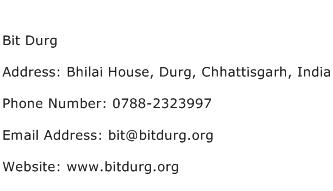 Bit Durg Address Contact Number