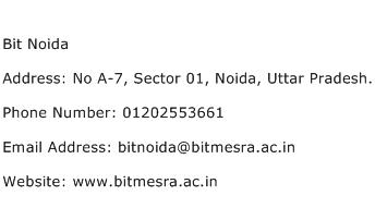 Bit Noida Address Contact Number