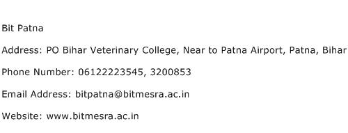 Bit Patna Address Contact Number