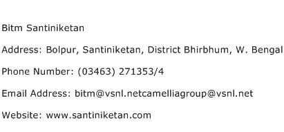 Bitm Santiniketan Address Contact Number
