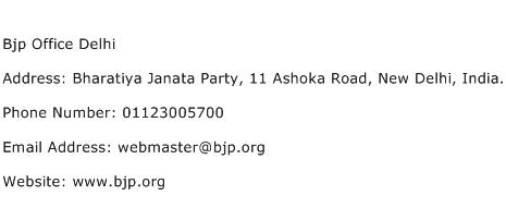 Bjp Office Delhi Address Contact Number