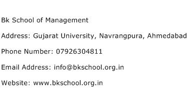 Bk School of Management Address Contact Number