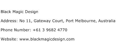 Black Magic Design Address Contact Number