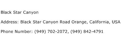 Black Star Canyon Address Contact Number
