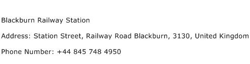 Blackburn Railway Station Address Contact Number