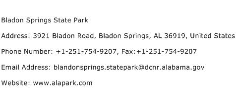 Bladon Springs State Park Address Contact Number