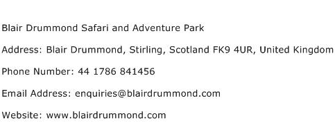 Blair Drummond Safari and Adventure Park Address Contact Number