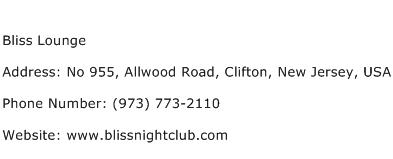 Bliss Lounge Address Contact Number
