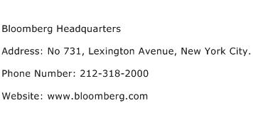Bloomberg Headquarters Address Contact Number