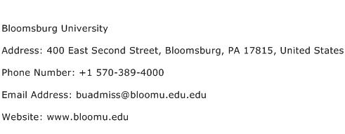 Bloomsburg University Address Contact Number