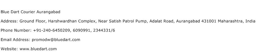Blue Dart Courier Aurangabad Address Contact Number